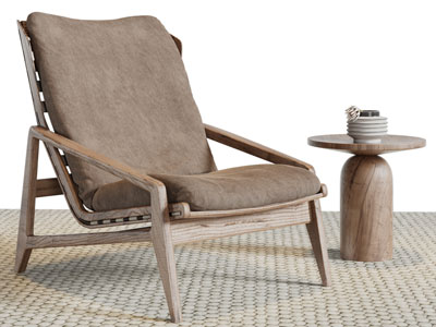 侘寂风休闲椅子、边几