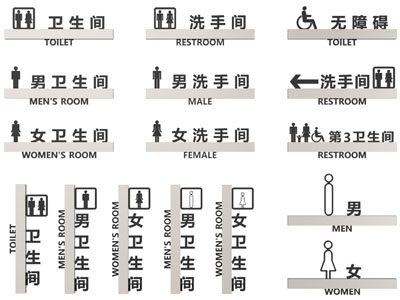 现代卫生间标识、指示牌