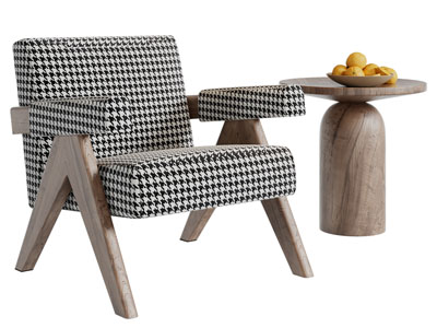 侘寂风休闲椅子、边几