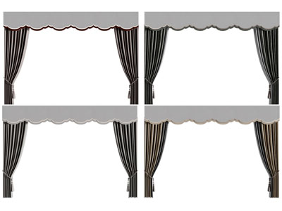 新中式带窗帘盒的窗帘3d模型 新中式带窗帘盒的窗帘