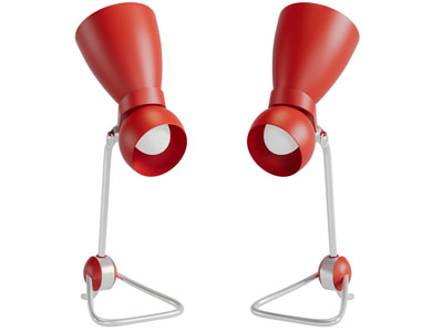 后现代红色灯罩的台灯