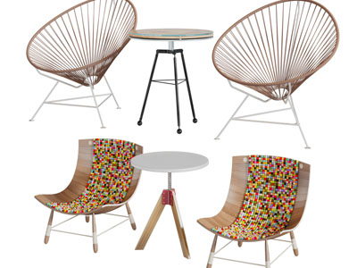 现代休闲椅子、边几