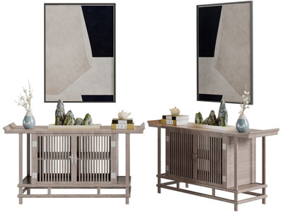 中式实木玄关柜、边柜