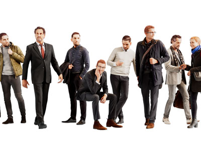 现代不同姿态的多人人物3d模型 现代不同姿态的多人人物