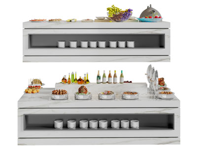 现代自助餐料理台、食物展柜