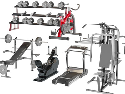 现代举重器、椭圆机、跑步机健身器材3d模型 现代举重器、椭圆机、跑步机健身器材