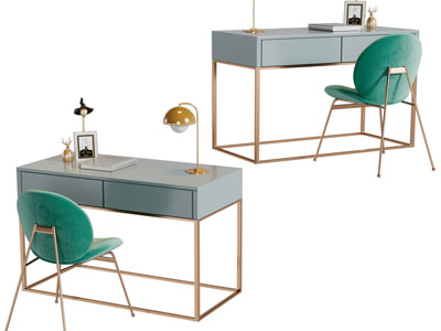 现代轻奢书桌椅组合