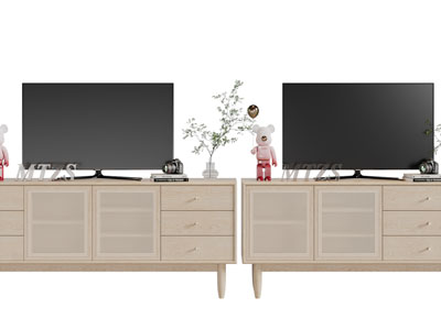 侘寂风电视柜、电视机