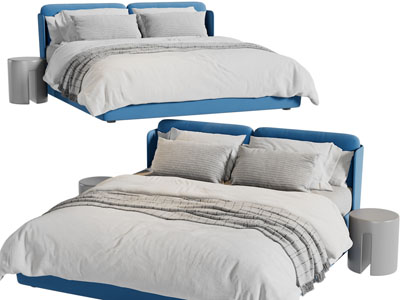 现代布艺双人床