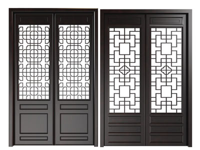 新中式镂花门扇、双开门