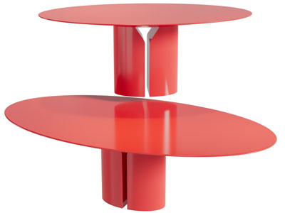 现代红色椭圆形茶几3d模型 现代红色椭圆形茶几