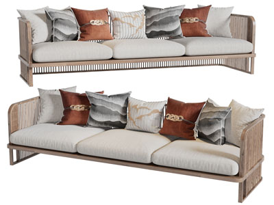 新中式多人沙发3d模型 新中式多人沙发