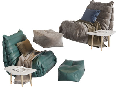 现代懒人沙发、脚踏、边几