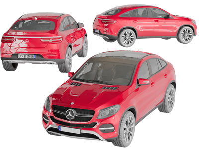 现代红色汽车3d模型 现代红色汽车