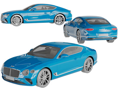现代蓝色汽车3d模型 现代蓝色汽车