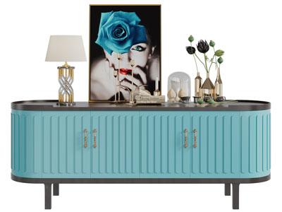 现代玄关柜、装饰品摆件组合