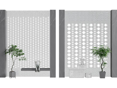 新中式玄关景观隔断3d模型 新中式玄关景观隔断