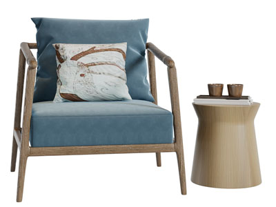 北欧休闲椅子、边几