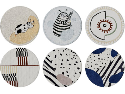 现代卡通图案的圆形地毯3d模型 现代卡通图案的圆形地毯