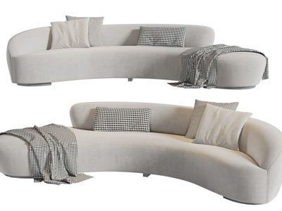 侘寂风多人沙发3d模型 侘寂风多人沙发