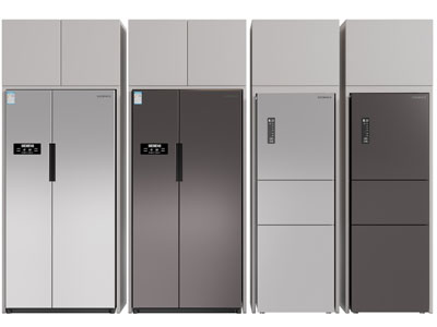 现代嵌入高柜的冰箱