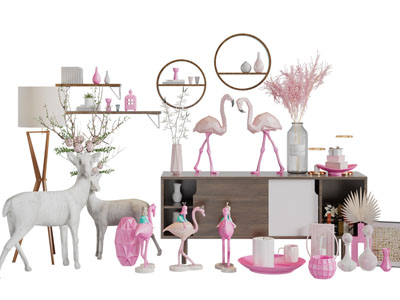 北欧玄关柜、装饰品摆件组合