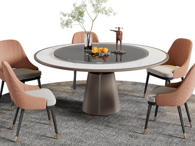 现代圆形餐桌椅组合