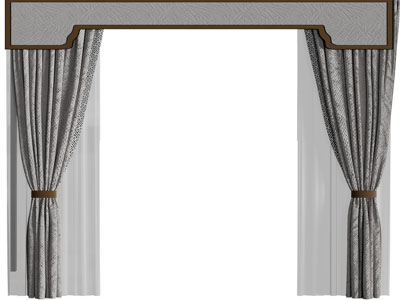 新中式窗纱窗帘3d模型 新中式窗纱窗帘