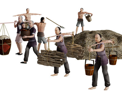 中式干活的多人3d模型 中式干活的多人