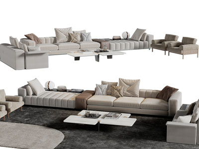 现代多人、单人沙发、休闲椅子和茶几组合