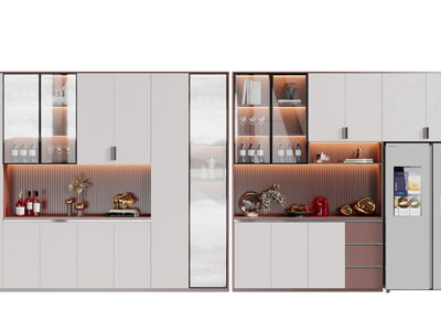 现代中间镂空的酒柜