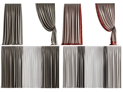 现代布艺窗纱窗帘3d模型 现代布艺窗纱窗帘