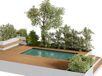 现代庭院游泳池景观园艺小品