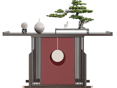新中式端景台3d模型 新中式端景台