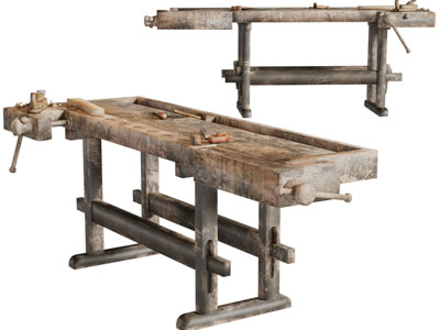 现代木工桌3d模型 现代木工桌