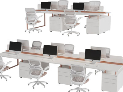 现代六人位办公桌椅组合