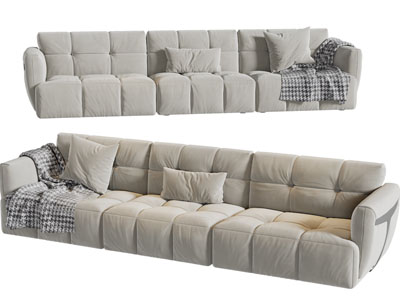 现代布艺多人沙发3d模型 现代布艺多人沙发