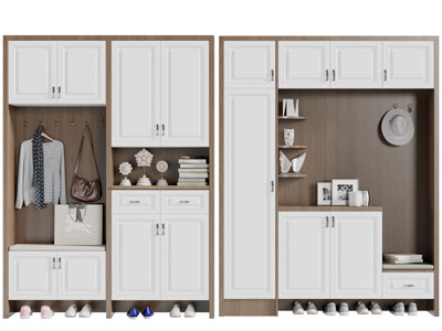 北欧撞色玄关装饰鞋柜