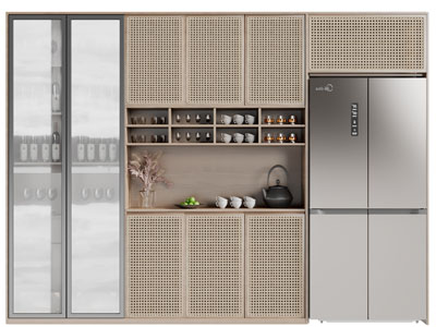 侘寂风嵌入冰箱的酒柜