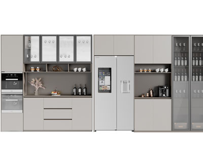 现代嵌入电冰箱的酒柜