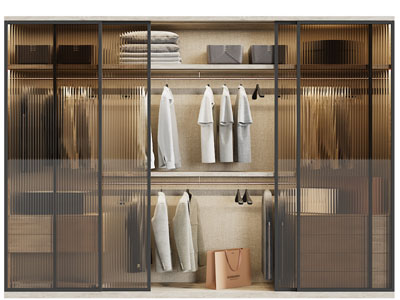 现代玻璃柜门的衣柜3d模型 现代玻璃柜门的衣柜