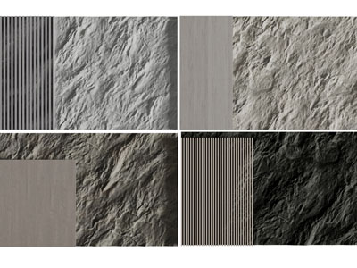 现代文化石背景墙3d模型 现代文化石背景墙
