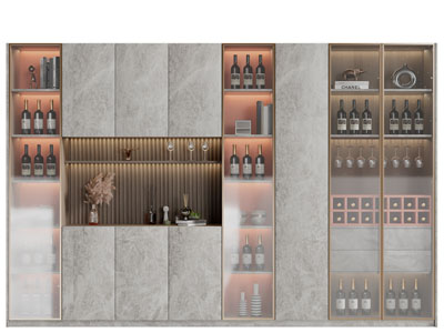 现代带灯带的酒柜