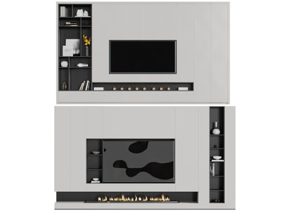 现代电视背景墙3d模型 现代电视背景墙