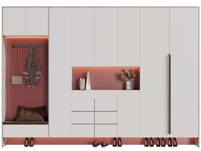 现代撞色玄关装饰鞋柜
