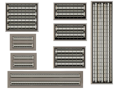 现代长方形、正方形格栅灯