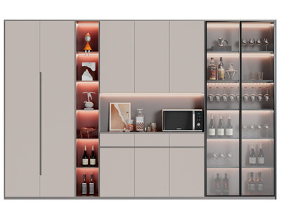 现代玻璃柜门的酒柜