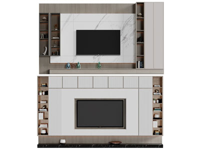 现代电视背景墙3d模型 现代电视背景墙