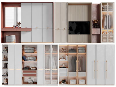 现代实木衣柜3d模型 现代实木衣柜