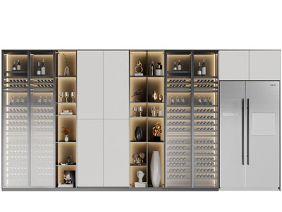现代嵌入冰箱的酒柜